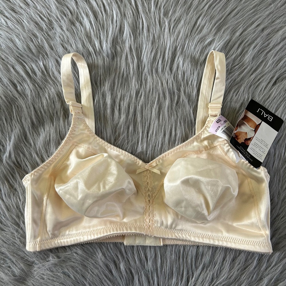 Vintage Bali‎ Wireless Unlined Bra Womens Size 40D Light Beige Double Support